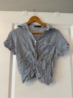 Blue & White Striped cropped top